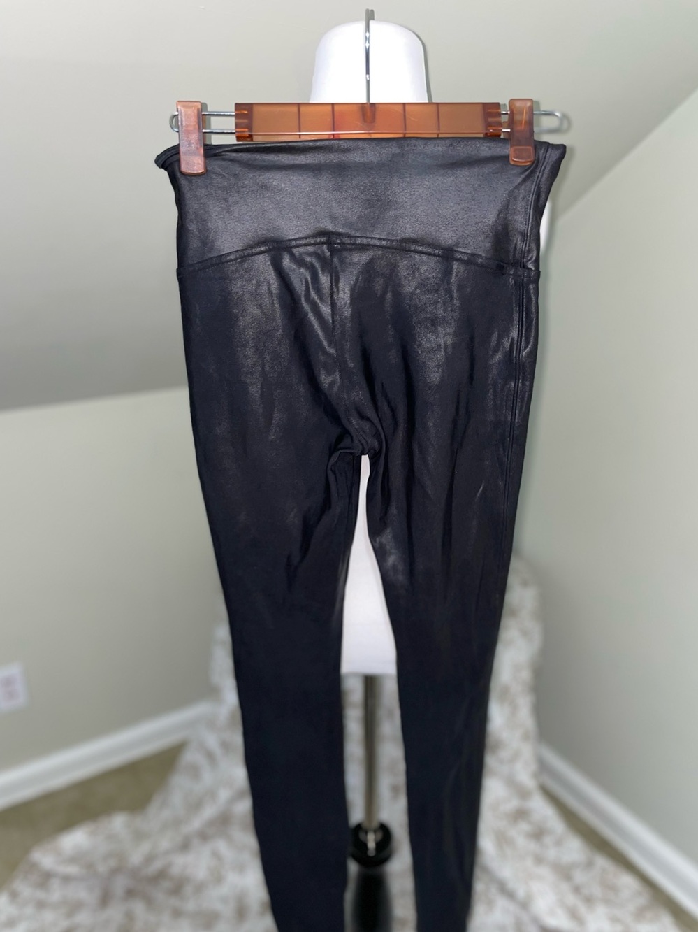 SPANX Black Faux-Leather Leggings